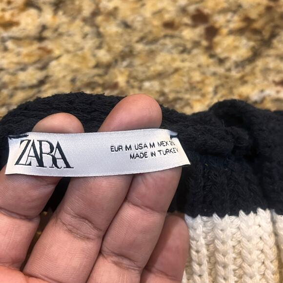 ZARA Women Medium Chunky Academia Artsy Black And White Wide Stripe Sweater Vest - Picture 3 of 6